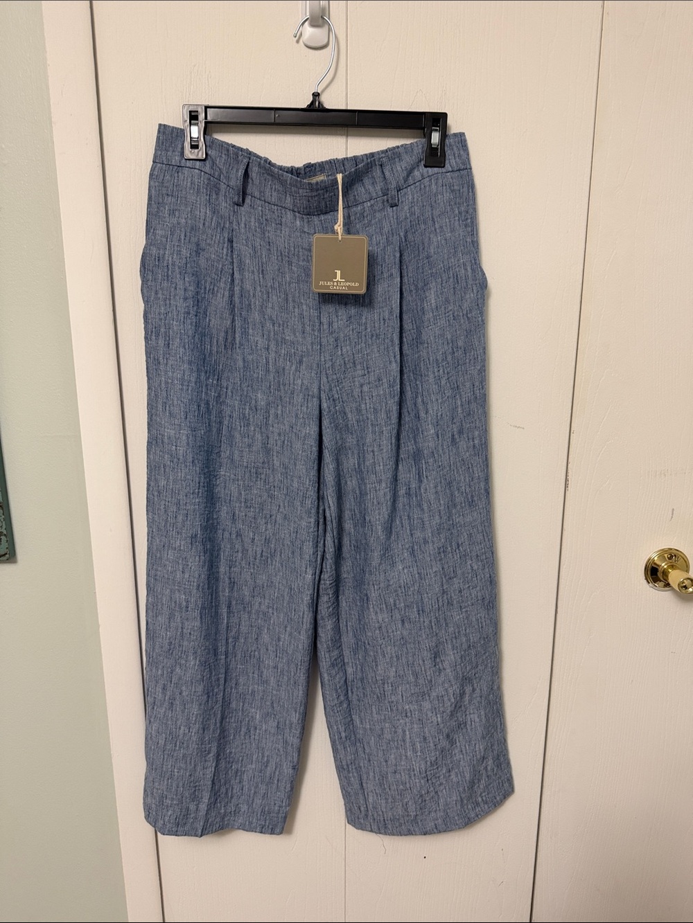 Jules & Leopold Linen-Blend Wide Leg Pants in Chambray Blue
